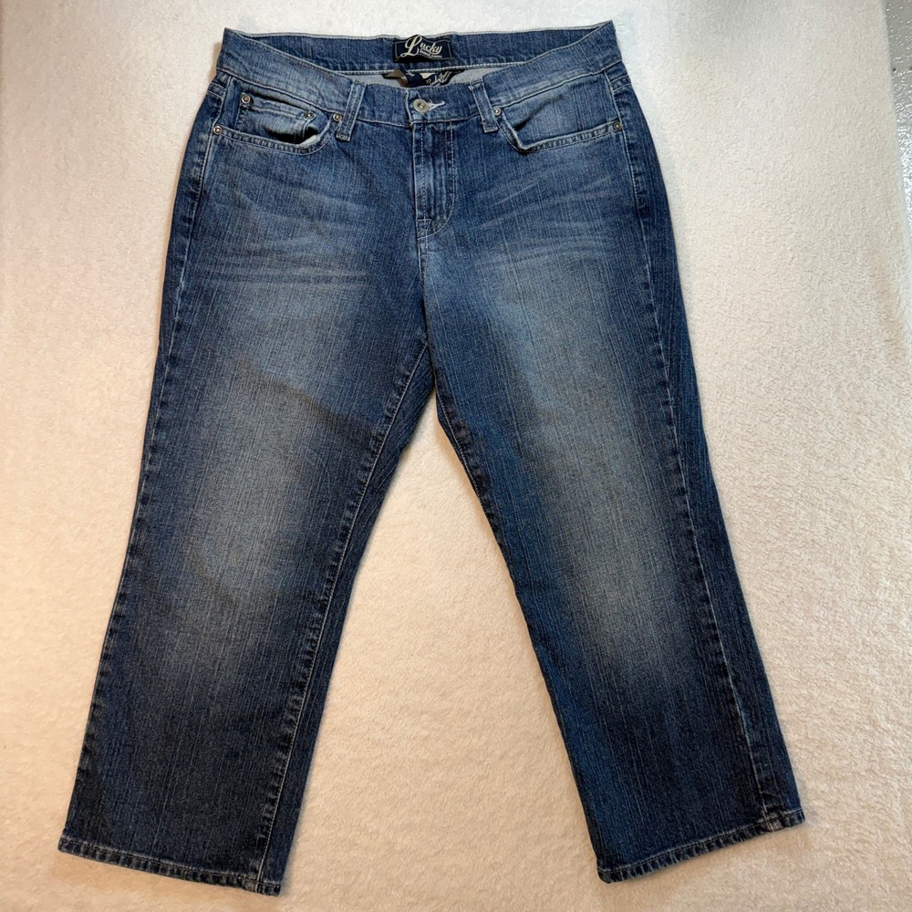 Lucky Brand Classic Rider Crop Jeans Medium Wash Denim 10/30 7W10655